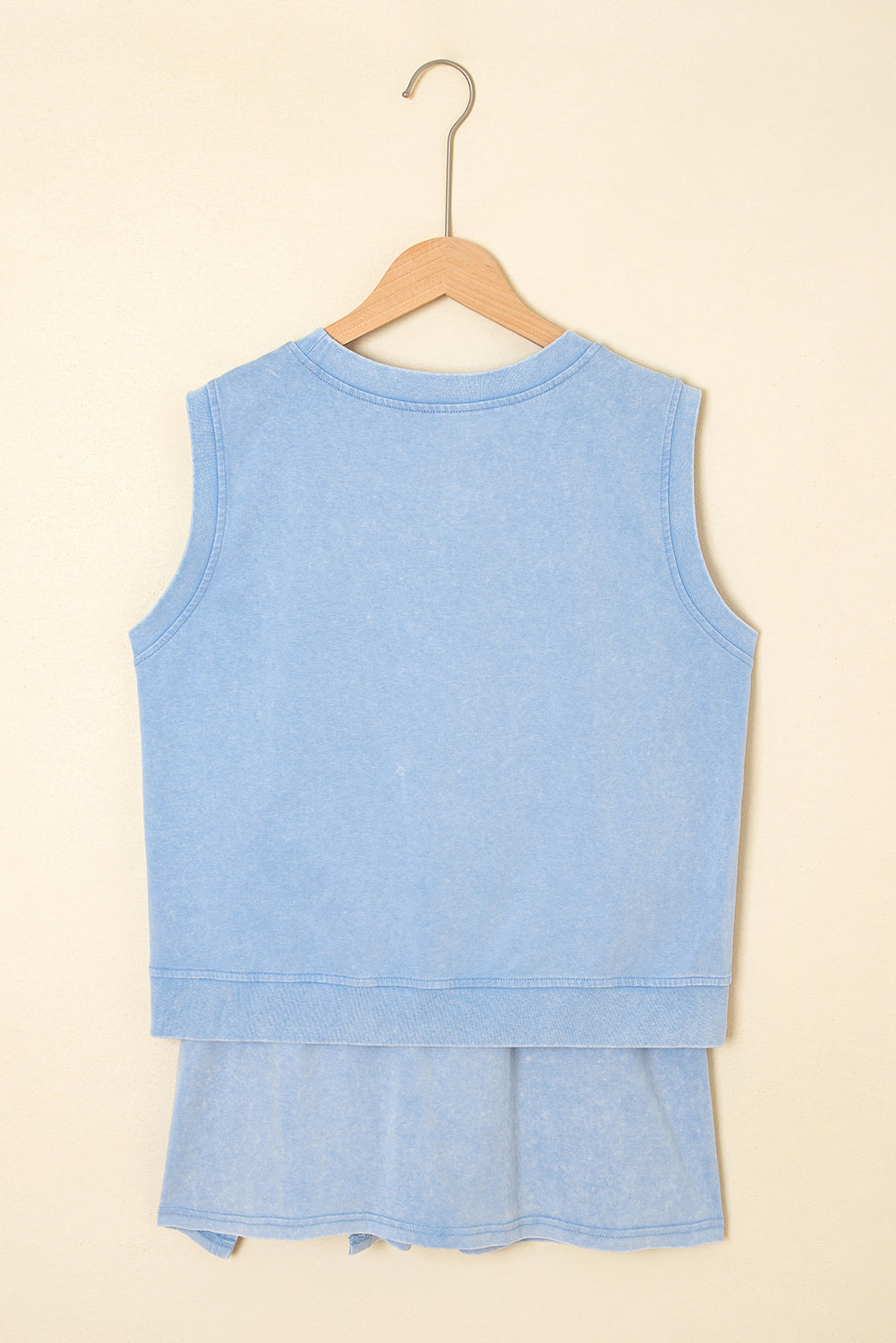 Aria 2 Pieces Mineral Wash Cotton Tank Top Lined Split Skirt Set