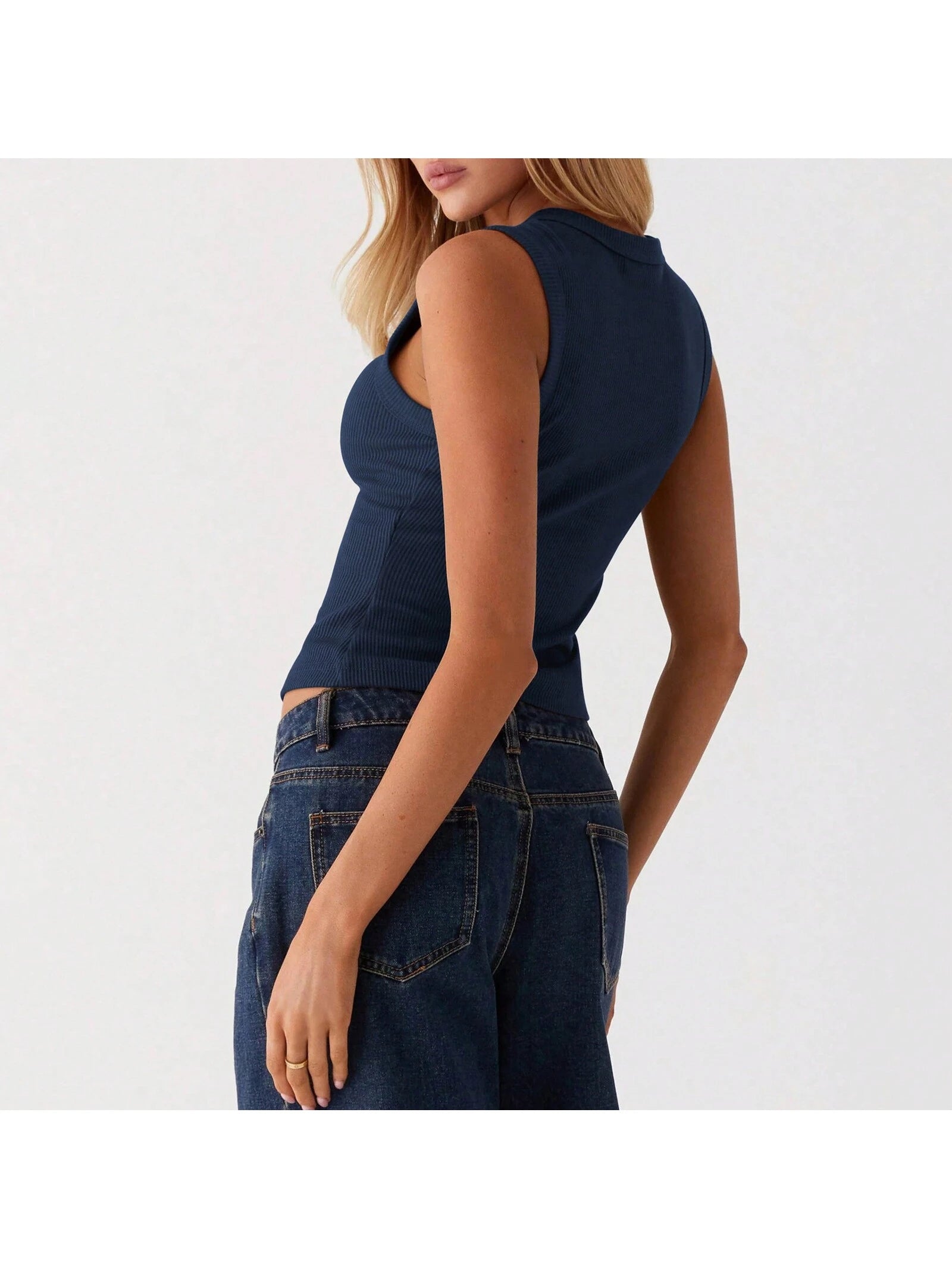 Women Button down Tank Tops 1 Piece Casual Summer Solid Color Sleeveless Crop Shirt Basic Vest Aesthetic Clothes Streetwear