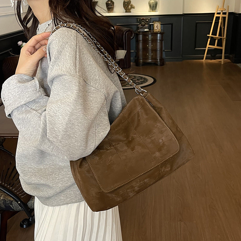 Womens High End High Capacity Suede Crossbody Tote For Work