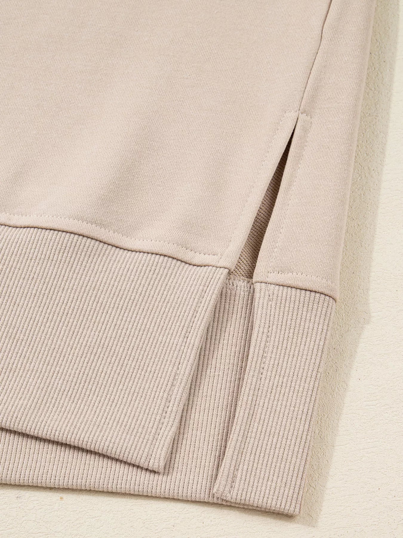 Oversized Slit Sweatshirt and Ribbed Leggings 2pcs Set