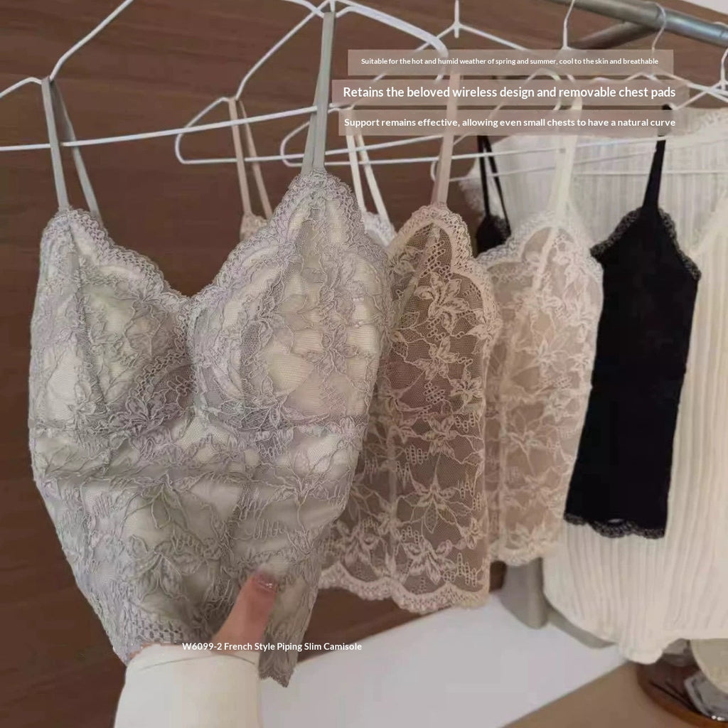Lace Camisole Womens Wireless Beautiful-Back Bra