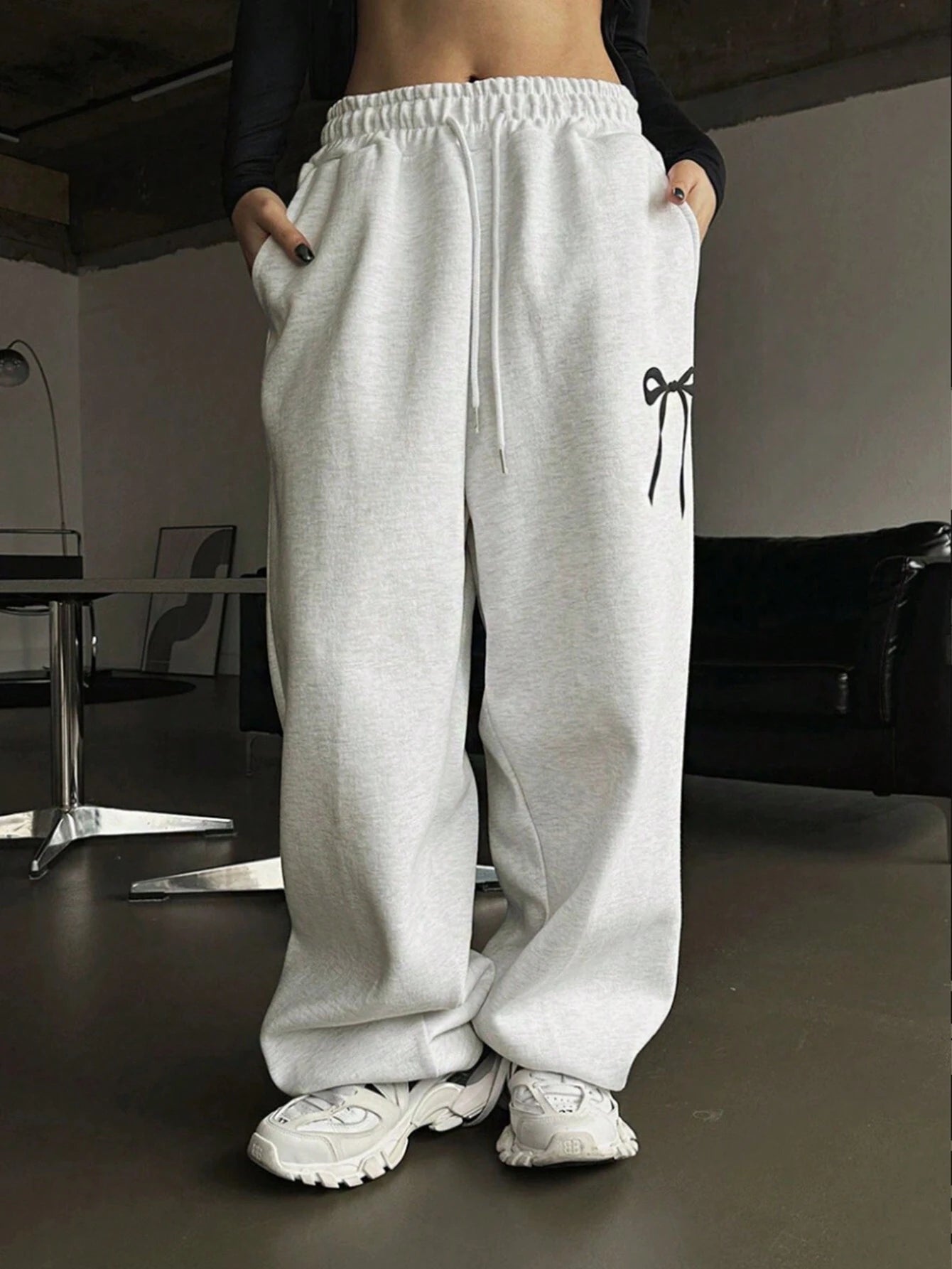 INAWLY plus Size Straight Leg Casual Fashionable Drawstring Bow Design Sweatpants Graduation,Back to School Outfits,Graduation,Teacher Outfits for Women,Back to School Fall Cloth for Women