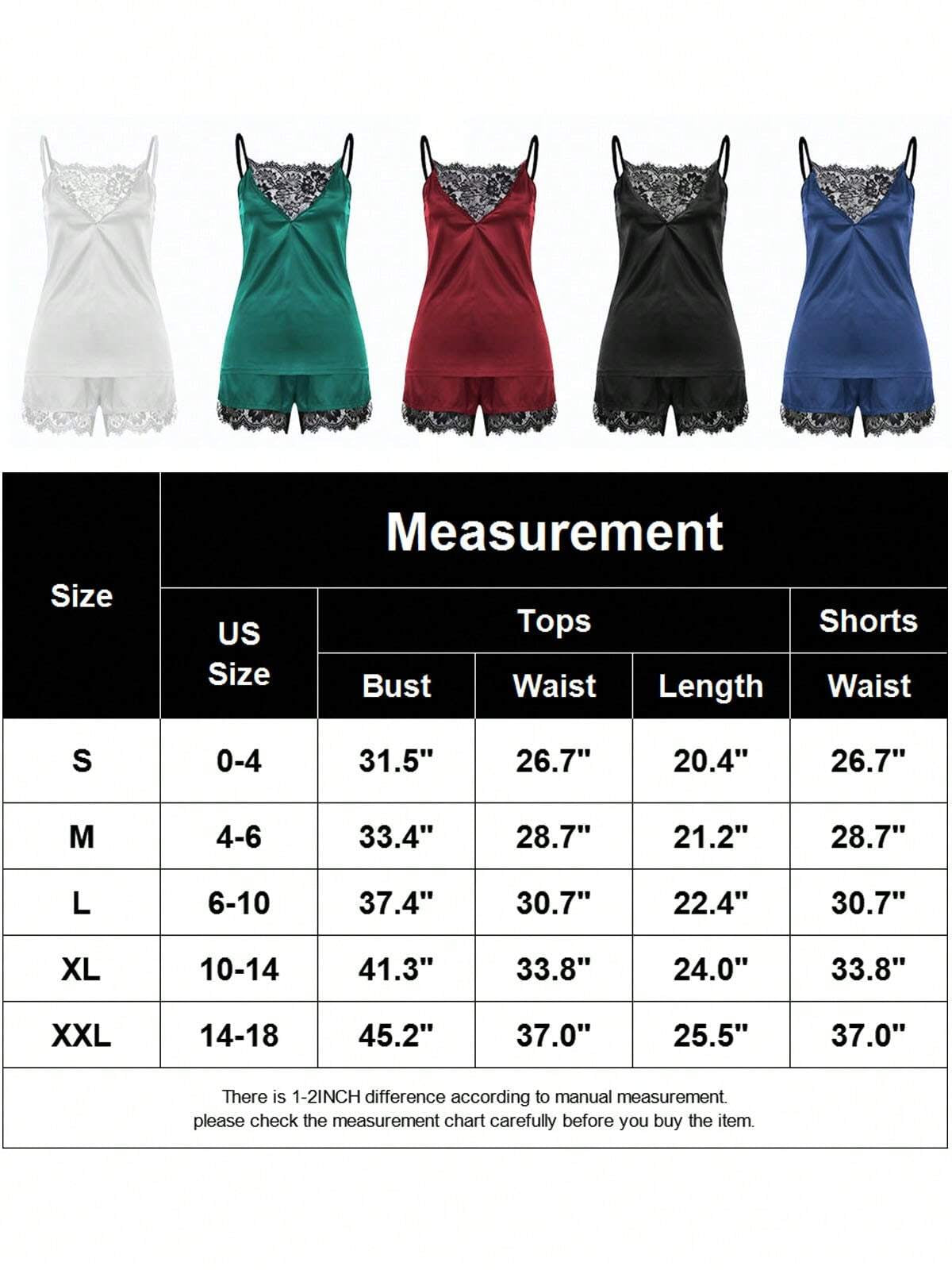 Women Stain Pajamas Set Lace Sexy V Neck Lingerie Sleepwear Cami Shorts Nightwear Set Silk Soft Loungewear Pjs White Set