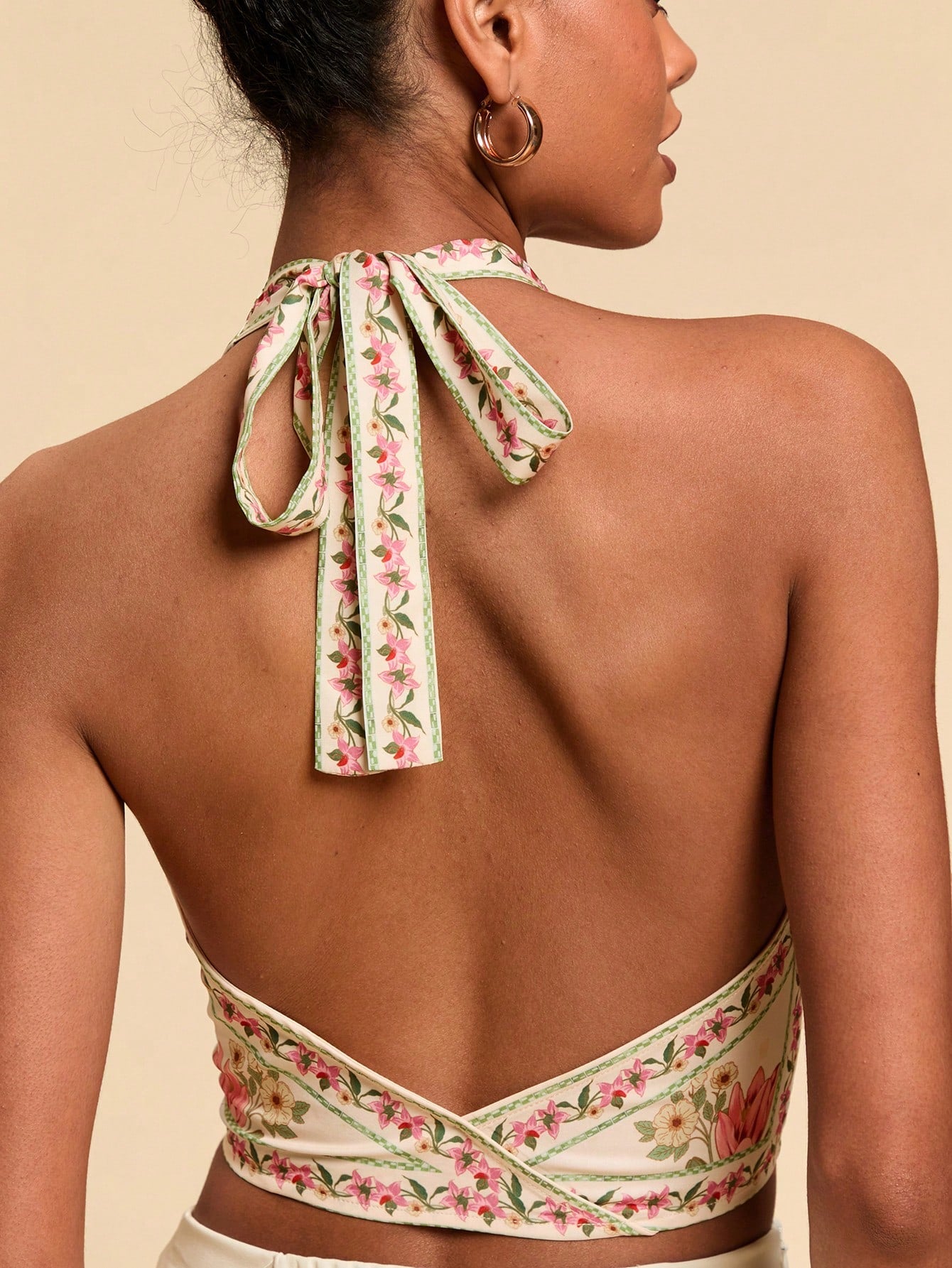 Travachic Women'S Halter Neck Floral Print Sexy Fashion Blouse for Vacation,Summer Outfits for Women,Summer,Vacation Outfits Woman,Summer Tops