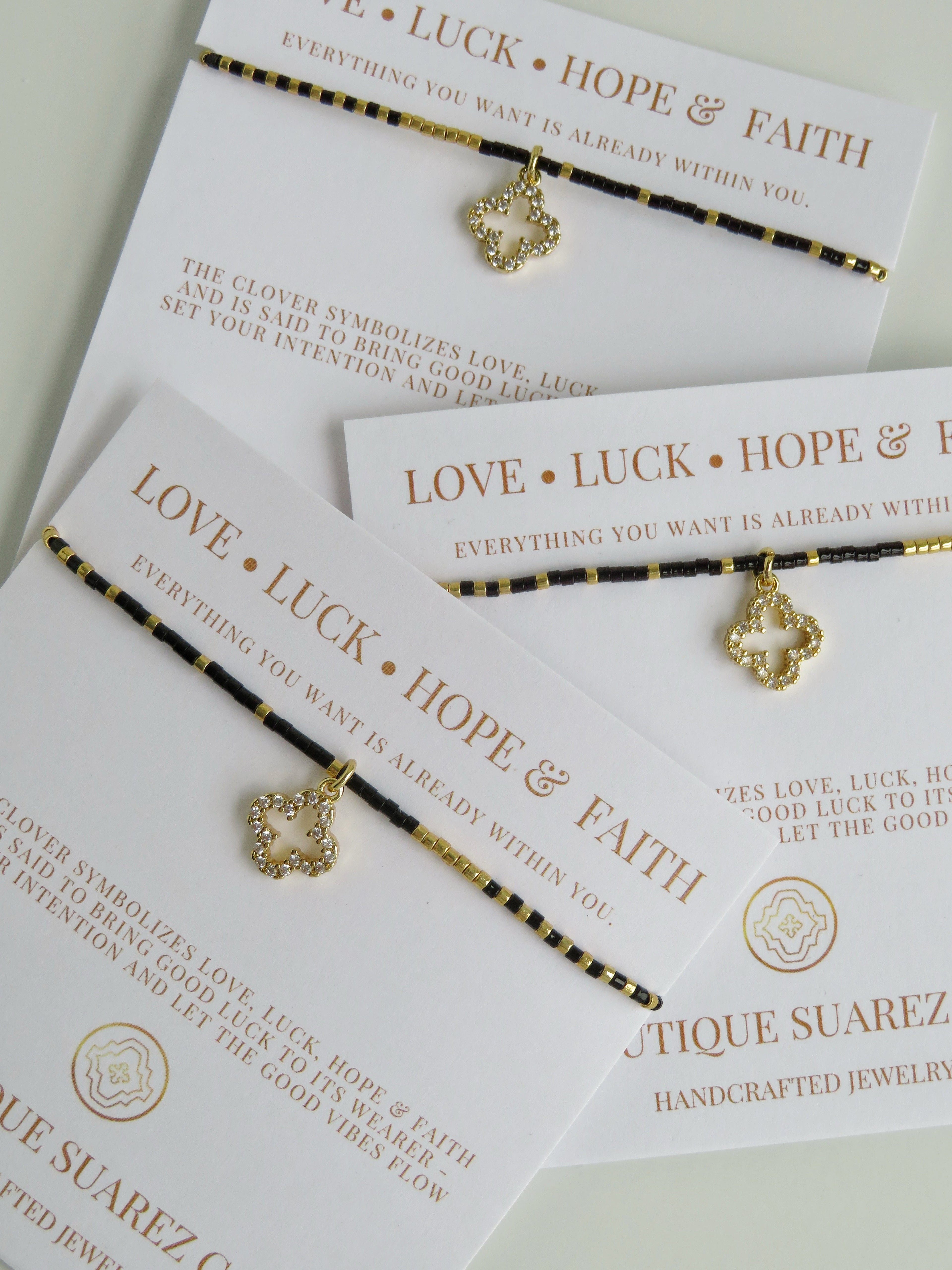 Infinite Luck - Abigail Clover Bracelet - Black & Gold