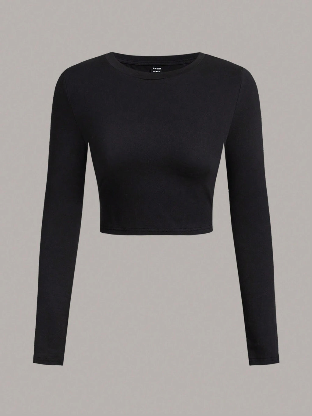 Comfortcana 3Pcs/Set Casual Minimalist Crew Neck Long Sleeve Cropped Fitted Women T-Shirts, Suitable for Spring & Autumn