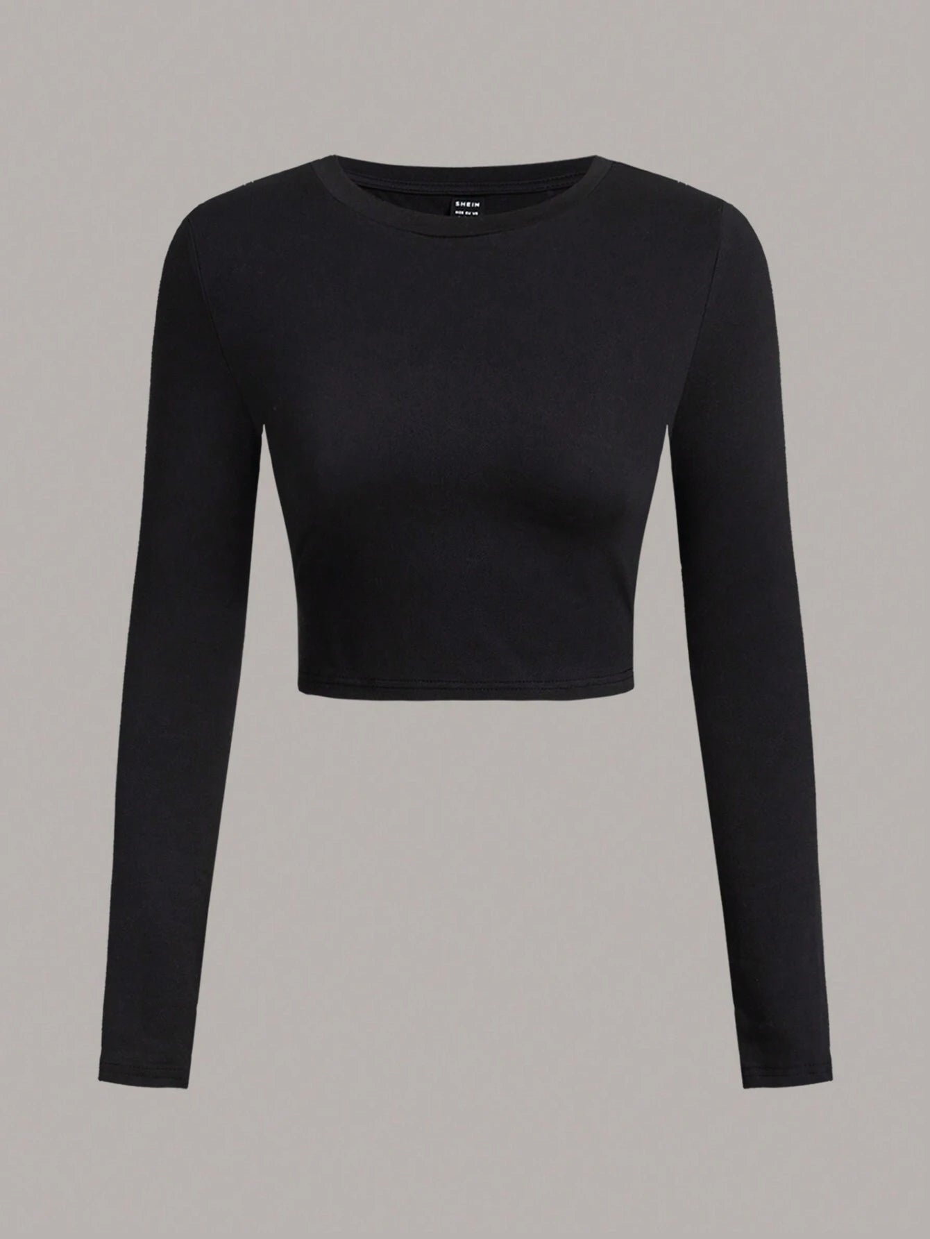 Comfortcana 3Pcs/Set Casual Minimalist Crew Neck Long Sleeve Cropped Fitted Women T-Shirts, Suitable for Spring & Autumn