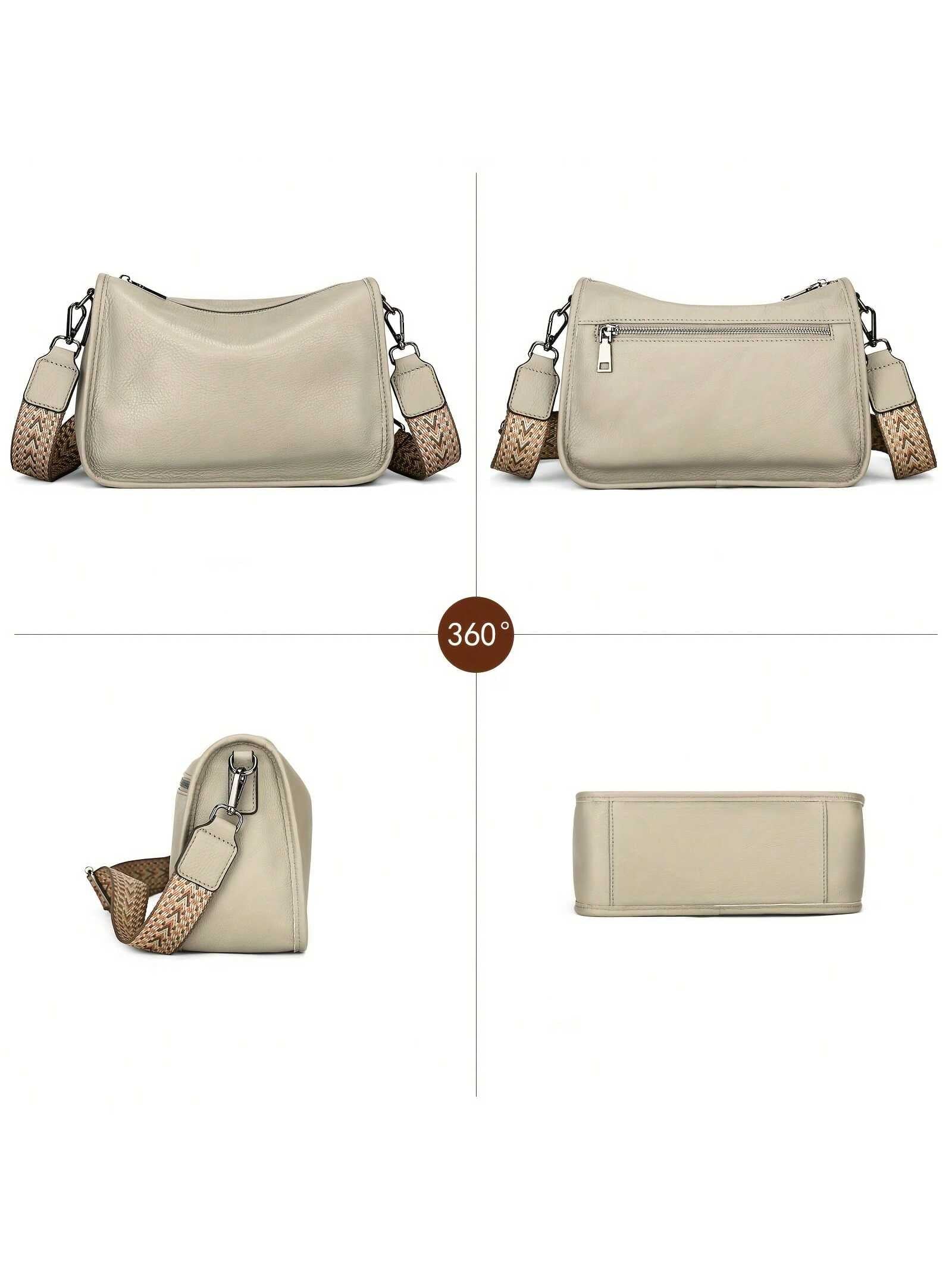 Genuine Leather Retro Casual Shoulder Bag Messenger Bag for Women- Adjustable Strap, Soft & Durable Lady Casual Handbag with Multiple Compartments