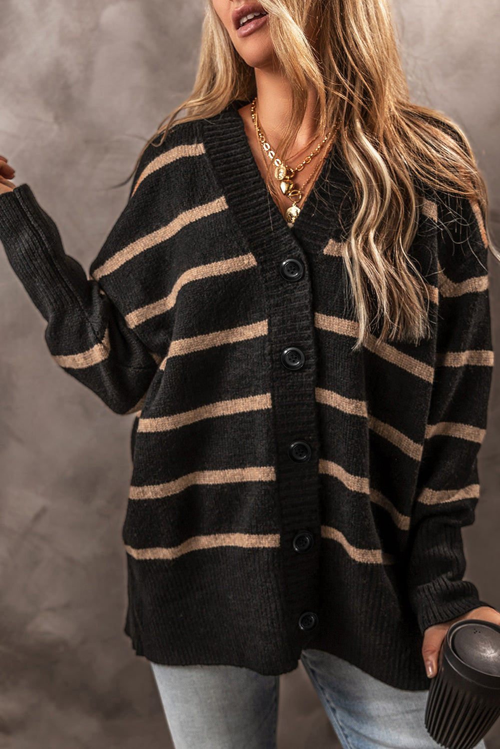 Emakira Drop Shoulder Loose Cardigan