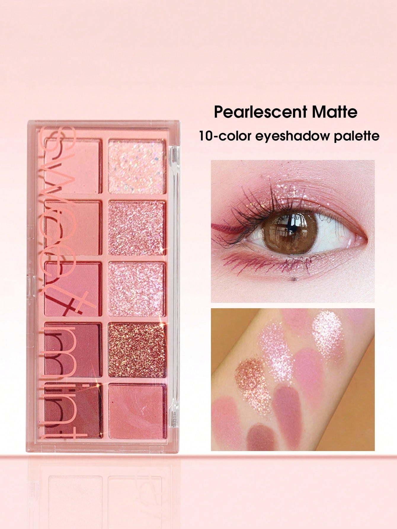 Sweet Mint 10-Color Matte Eyeshadow Palette, 1Pc Highly Pigmented Waterproof Long-Wearing Eyeshadow Tray Eye Shadow
