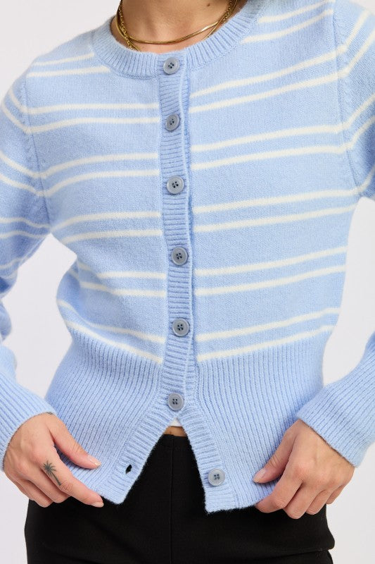 BUTTON DOWN STRIPED CARDIGAN