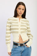 BUTTON DOWN STRIPED CARDIGAN