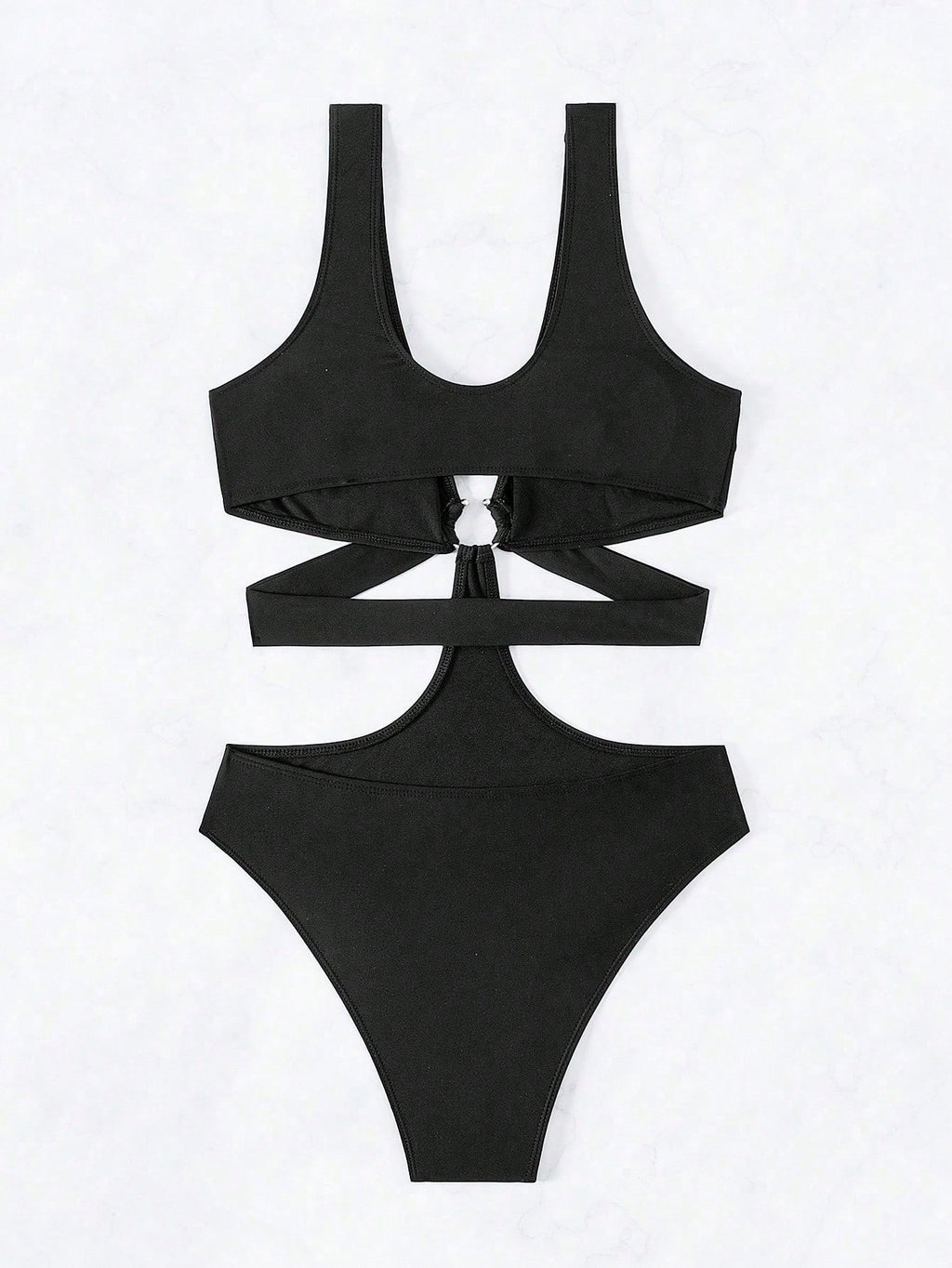 Swim Vcay Summer Beach One Piece Swimsuit with Hollow Out Design and Circle Decorations