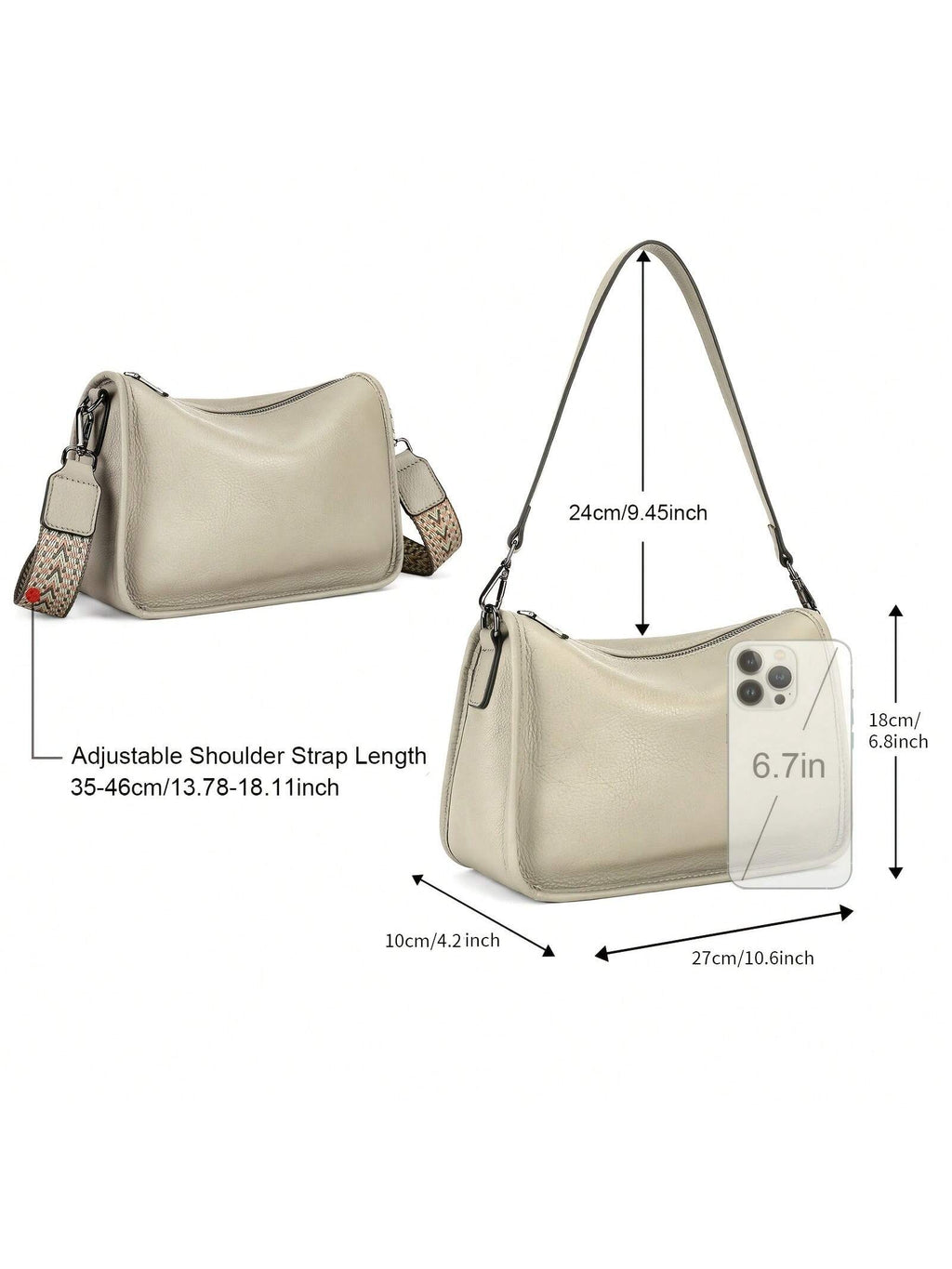 Genuine Leather Retro Casual Shoulder Bag Messenger Bag for Women- Adjustable Strap, Soft & Durable Lady Casual Handbag with Multiple Compartments