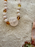 Rose Quartz + Honey Baltic Sea Amber || Rose Quartz Stone Necklace