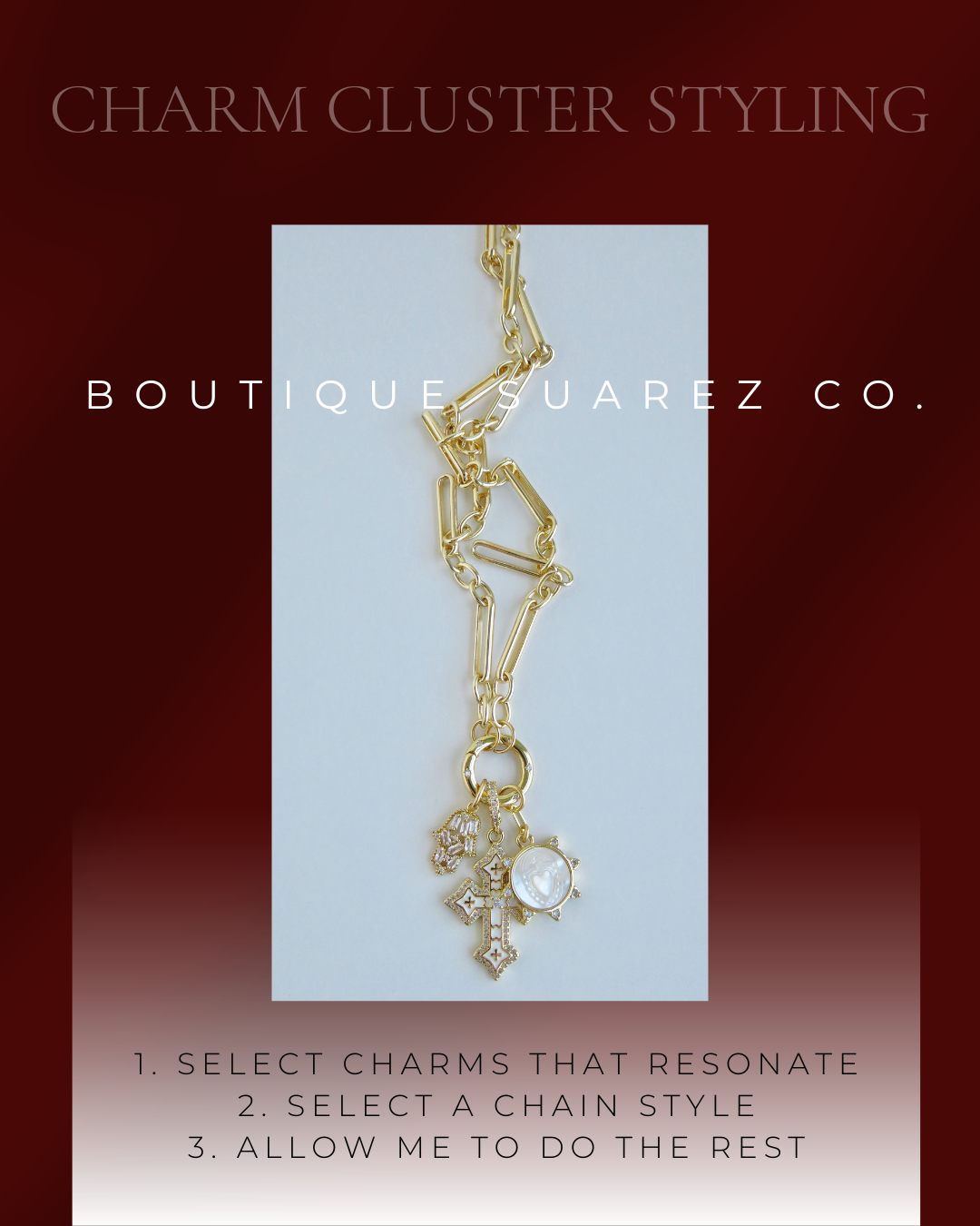 Love. Protection & Blessings of Goodness Charm Cluster Necklace - Figaro Link