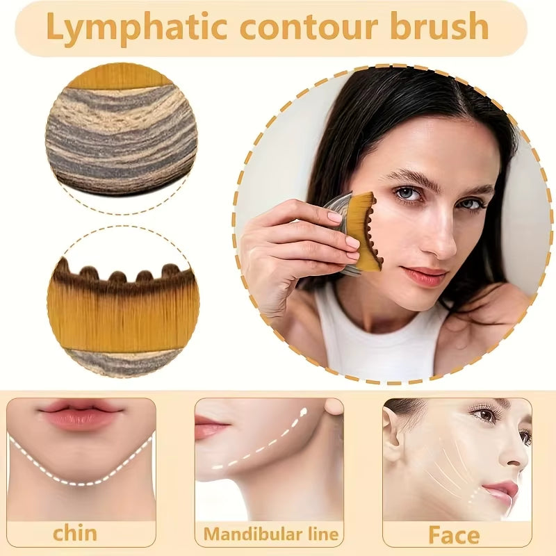 Lymphatic Contour Facial Brush, Dry Brush Facial Brush, Lymphatic Drainage Massager for Face, Chin and Jawline