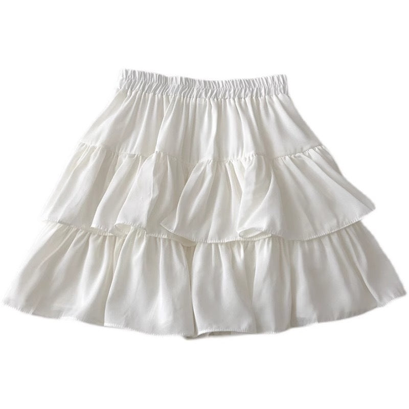 Women's Solid Color Versatile Fashion Ruffle Hem Skirt