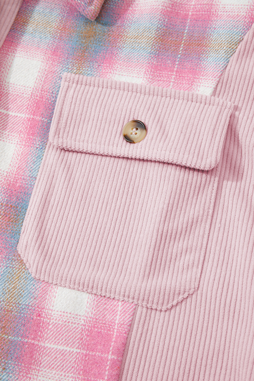 Sophia Corduroy Flap Patchwork Shacket