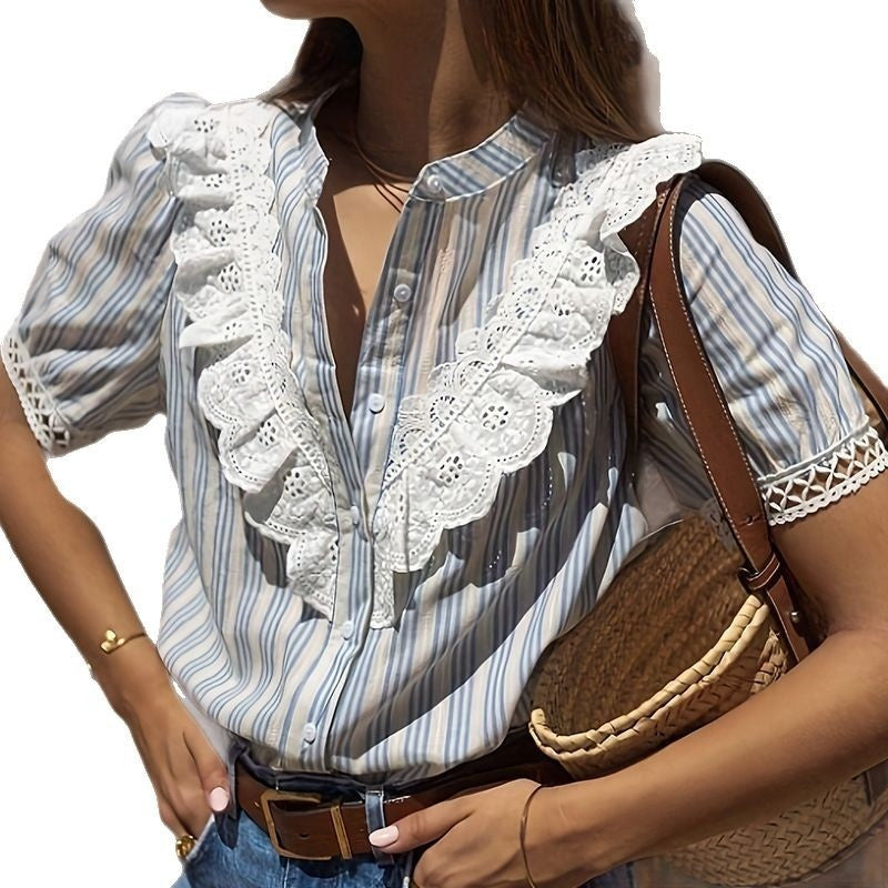 Korean-style New Summer Womens Short-sleeve Shirt