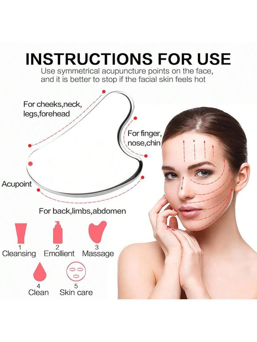 Syobaty Stainless Steel Heart-Shaped Gua Sha Tool, Mirror Finish, 304 Metal Gua Sha Plate for Back Massage at Home,Beauty,Skin Care Products,Spa,Self Care,Skin Care Tools,Face Care,Esthetician Supplies,Massage,Face Massage Tool,Face Roller