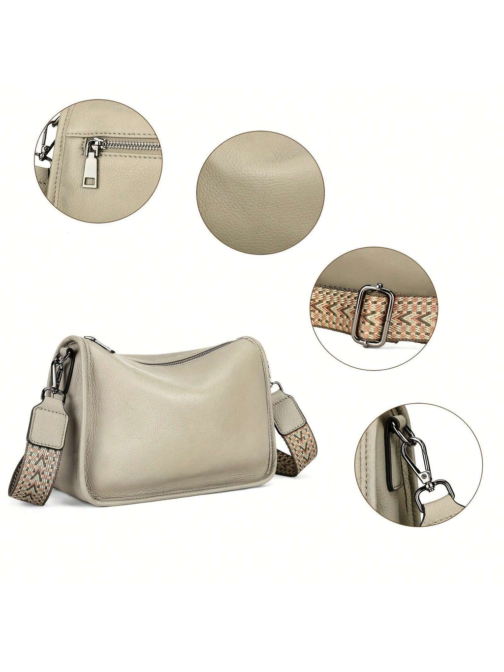 Genuine Leather Retro Casual Shoulder Bag Messenger Bag for Women- Adjustable Strap, Soft & Durable Lady Casual Handbag with Multiple Compartments