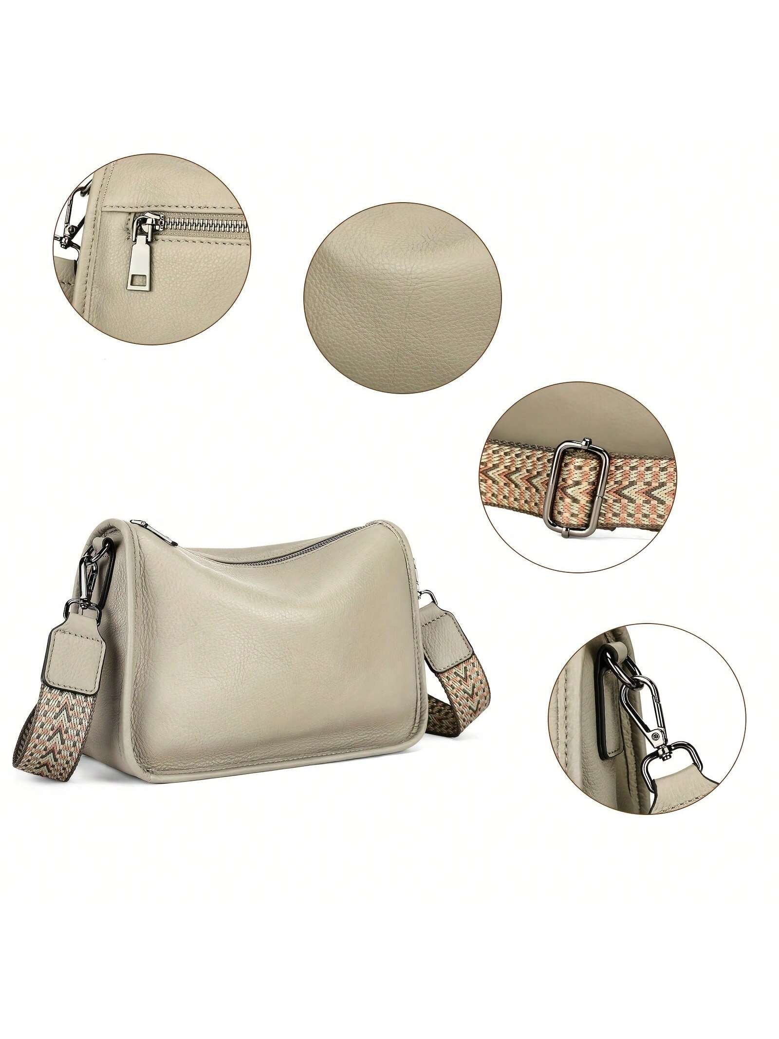 Genuine Leather Retro Casual Shoulder Bag Messenger Bag for Women- Adjustable Strap, Soft & Durable Lady Casual Handbag with Multiple Compartments