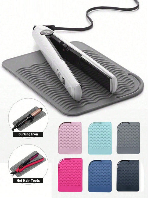 1Pc Hot Styling Tool Mat, Universal Size Hair Straightener and Curling Iron Heat-Resistant Mat for Storage and Travel, Hot Styling Tool Mat, Heat Resistant Silicone Hair Styling Mat Storage Heat Insulation Pad for Hair Straighteners, Flat Irons, and Curling Irons, Protect Your Hair Styling Tools with This Non-Slip Silicone Heat Insulation Pad for Restaurant Hotel Commercial