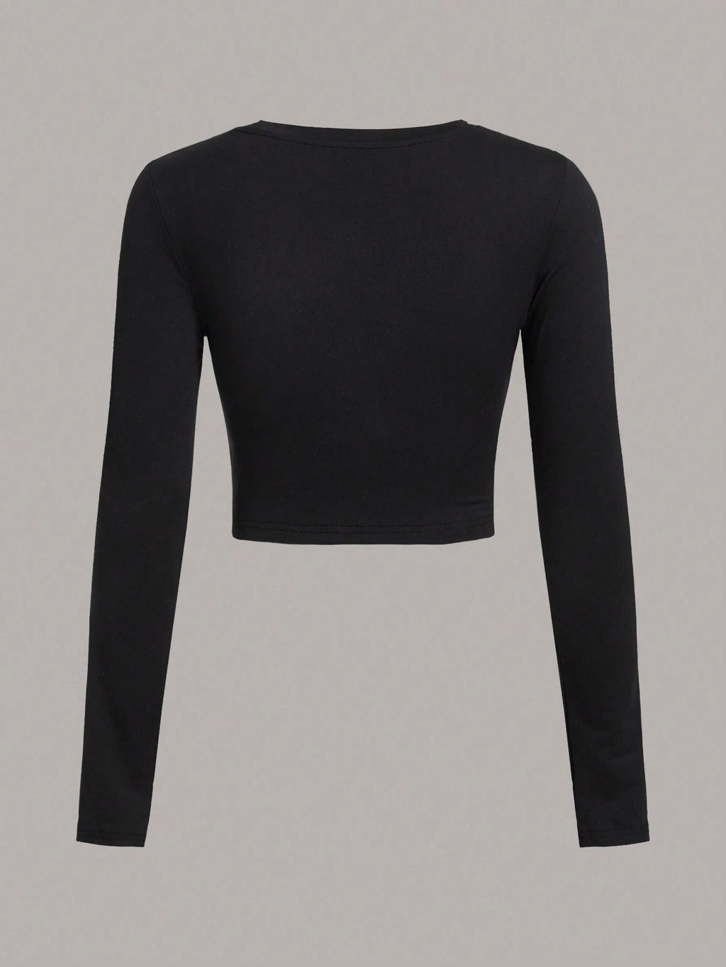 Comfortcana 3Pcs/Set Casual Minimalist Crew Neck Long Sleeve Cropped Fitted Women T-Shirts, Suitable for Spring & Autumn