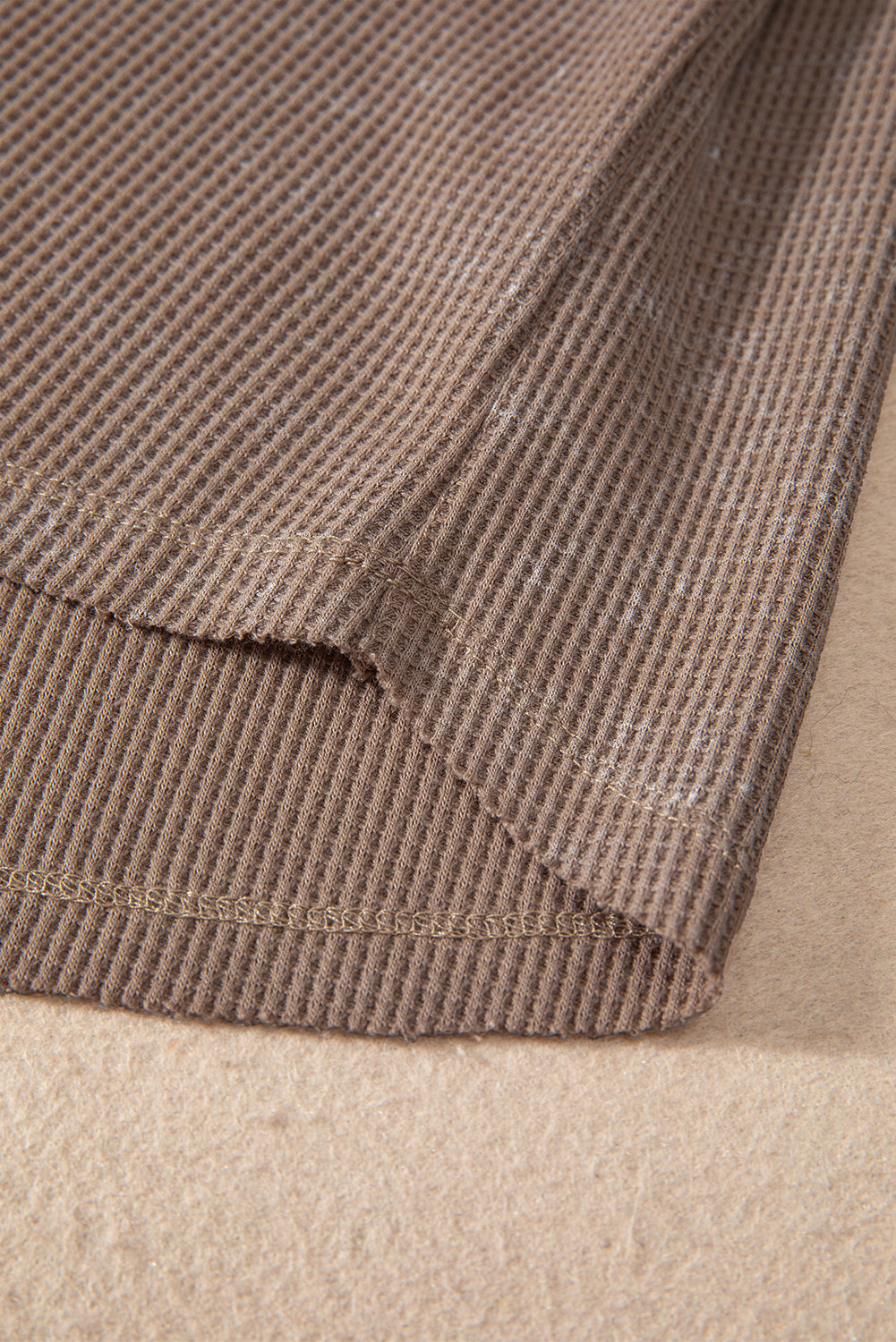 Zahra Waffle Knit Neckline Long Sleeve Top