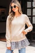 Mary Cable Texture Bohemian Ruffle Hem Sweater