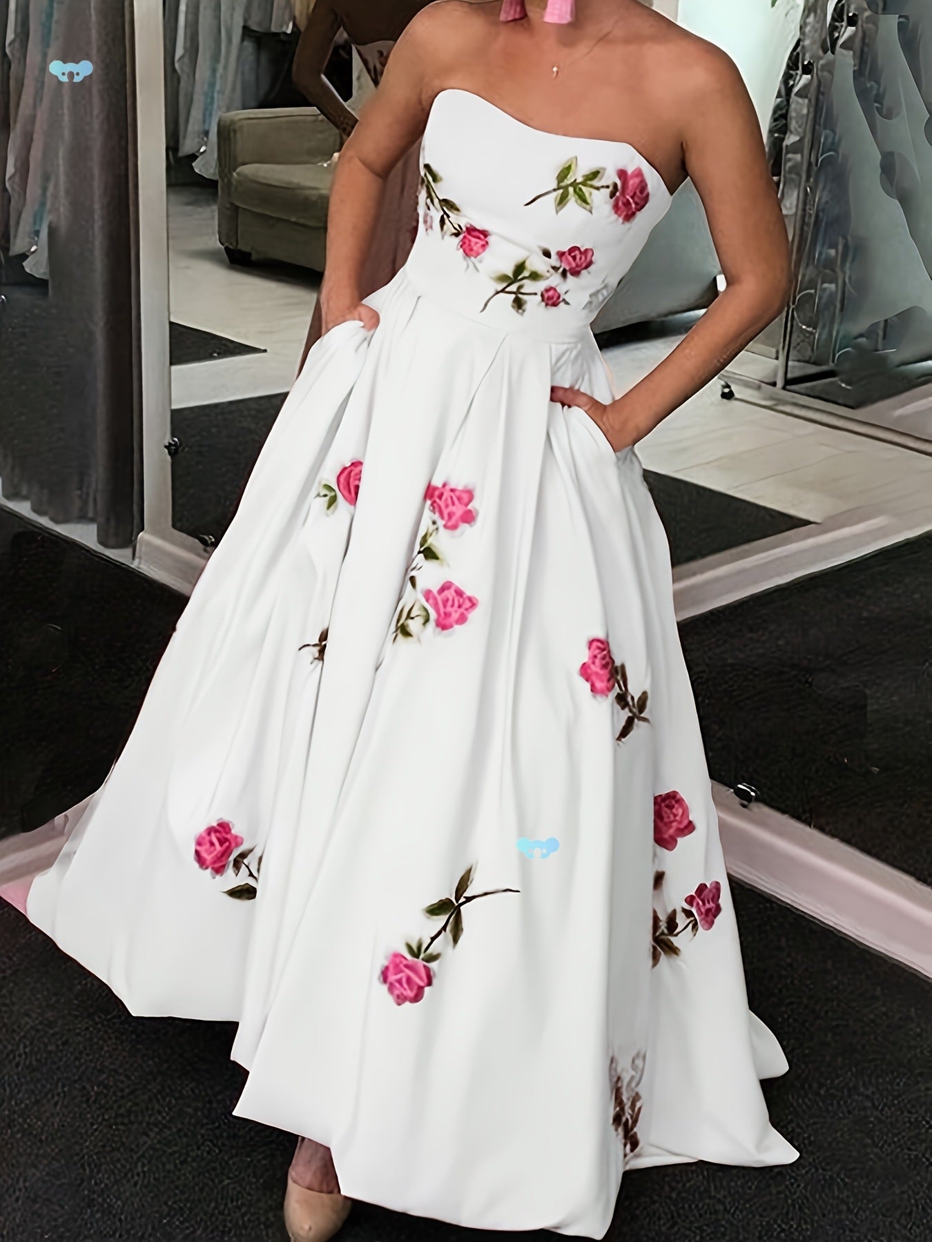Elegant Line Women's A-Line Floral Print