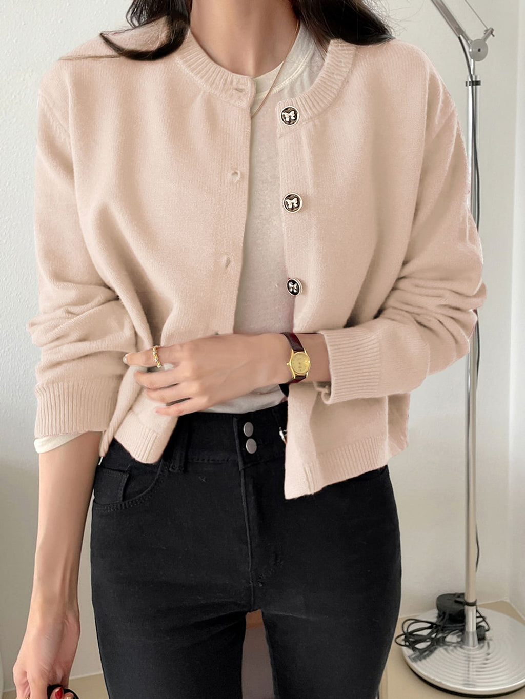 DAZY Button Front Drop Shoulder Cardigan,Fall Women Clothes Jacket