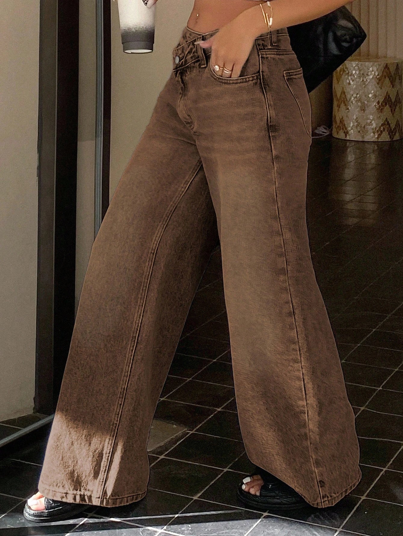 DAZY Women'S Low-Waist Design Waistband Straight-Leg Jeans Low Rise Jeans Y2K