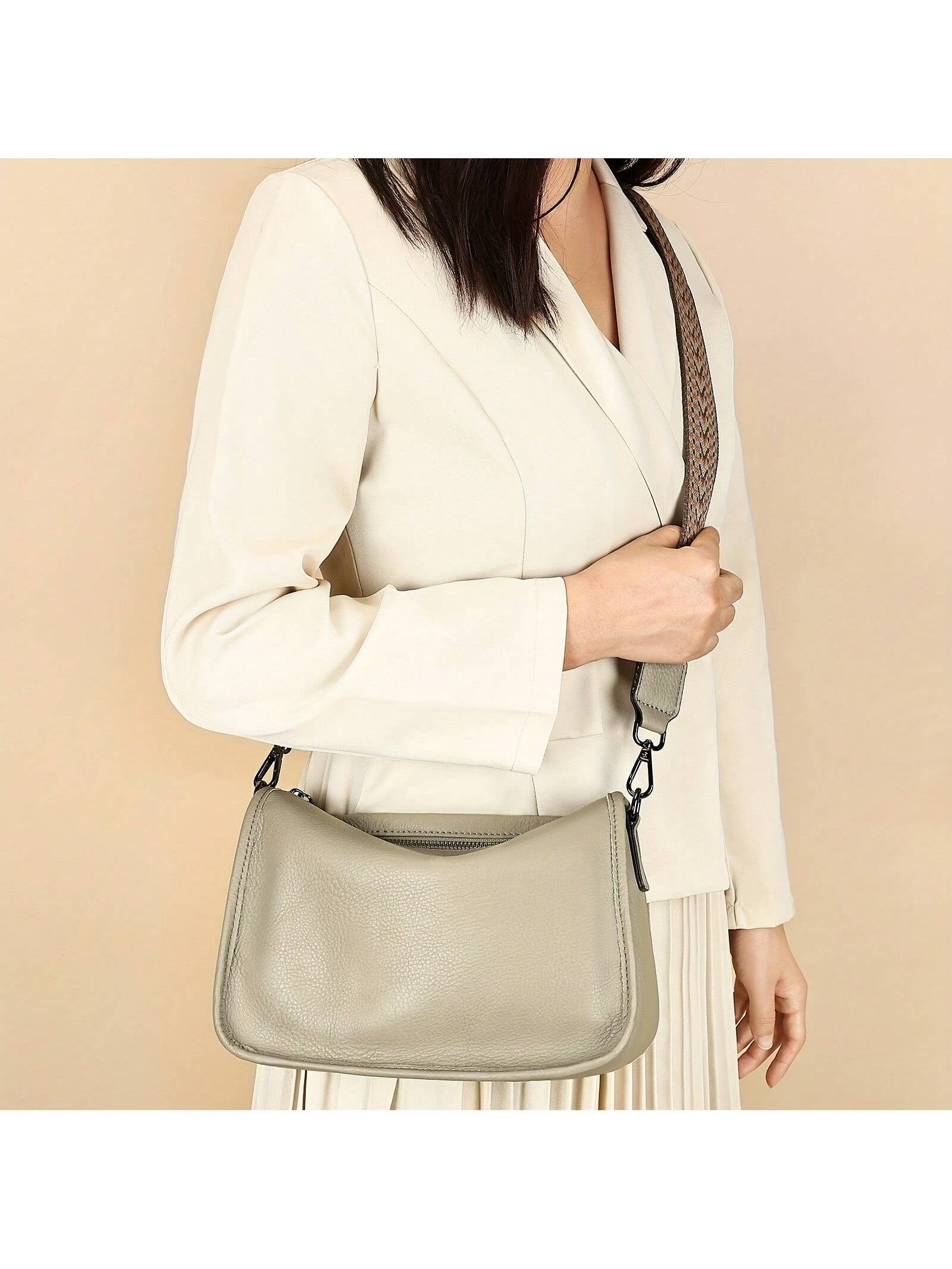 Genuine Leather Retro Casual Shoulder Bag Messenger Bag for Women- Adjustable Strap, Soft & Durable Lady Casual Handbag with Multiple Compartments