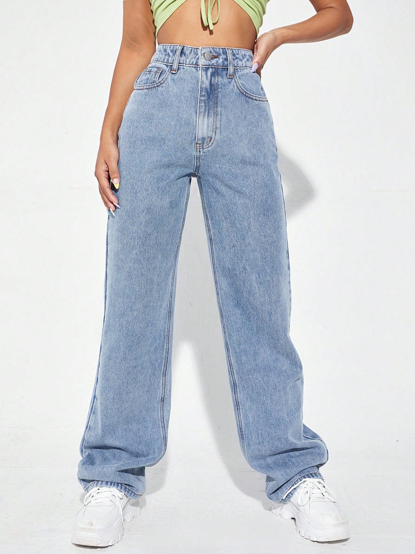 SHEIN Ezwear High Waist Wide Leg Jeans
