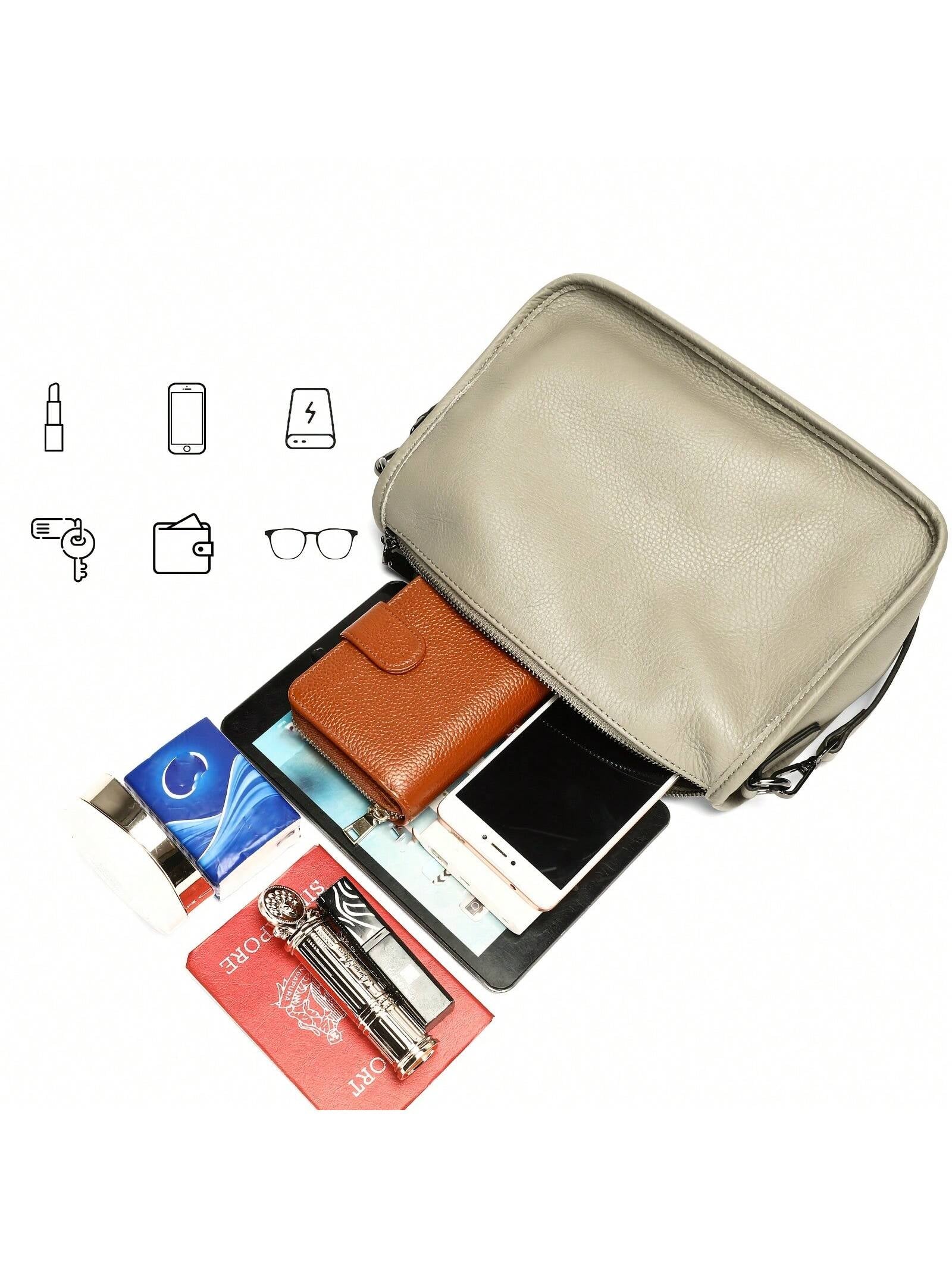 Genuine Leather Retro Casual Shoulder Bag Messenger Bag for Women- Adjustable Strap, Soft & Durable Lady Casual Handbag with Multiple Compartments