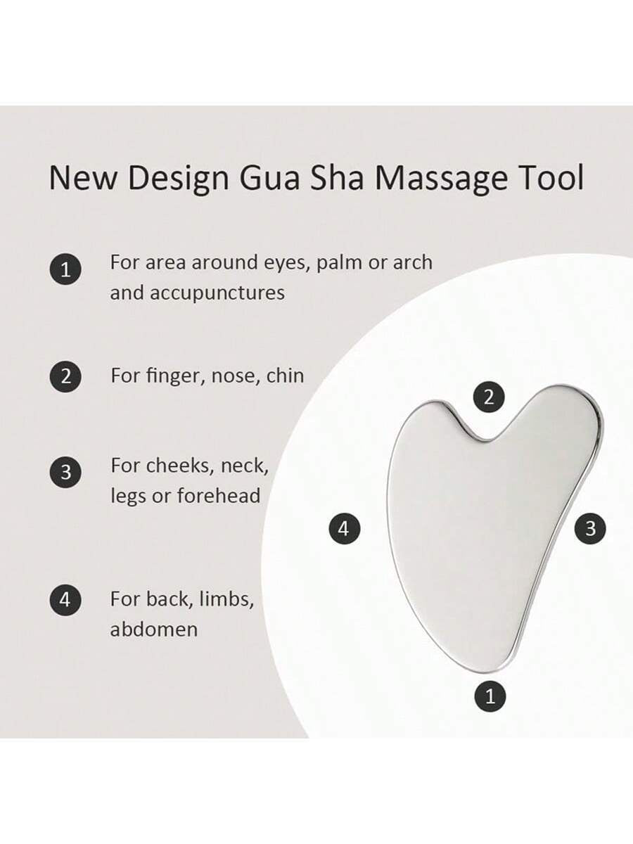Syobaty Stainless Steel Heart-Shaped Gua Sha Tool, Mirror Finish, 304 Metal Gua Sha Plate for Back Massage at Home,Beauty,Skin Care Products,Spa,Self Care,Skin Care Tools,Face Care,Esthetician Supplies,Massage,Face Massage Tool,Face Roller