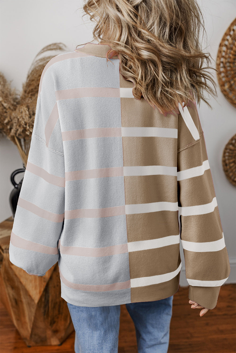 Jream Stripe Colorblock Oversized Sweater
