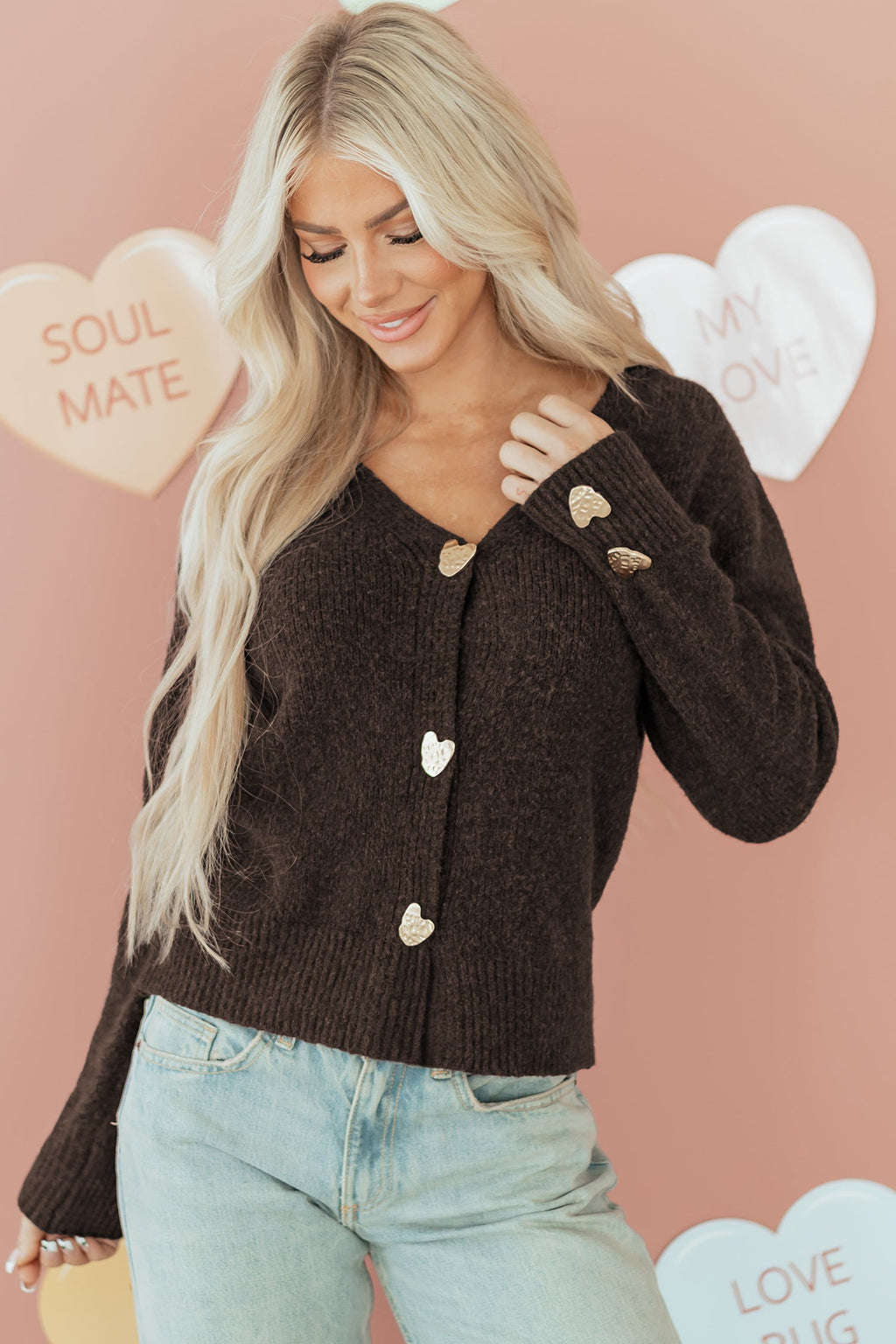 Kassidy Heart Metal Cardigan Sweater