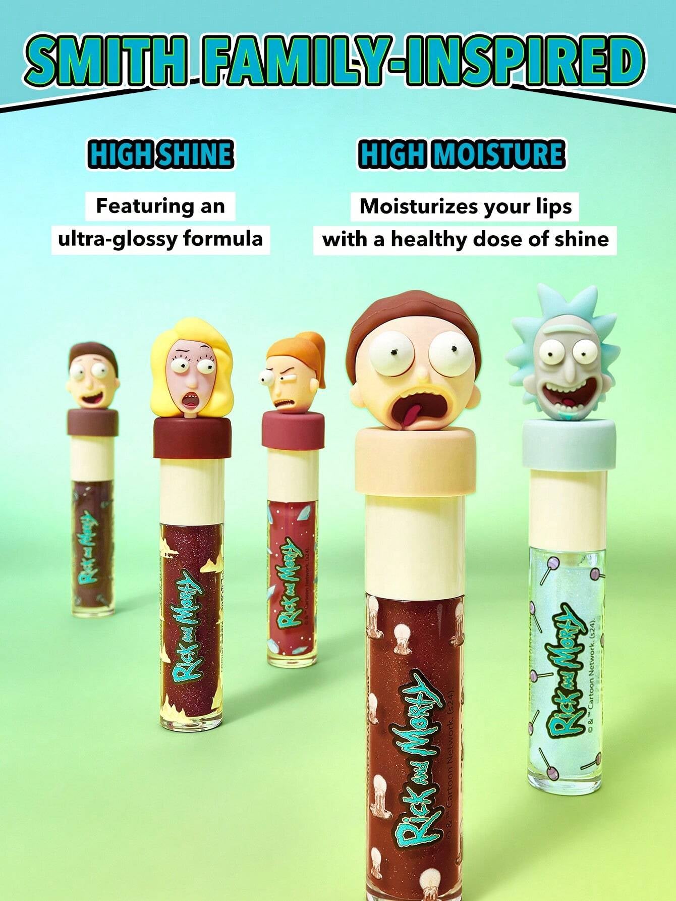 Rick and Morty X SHEGLAM Family Counseling Lip Gloss-Jerry Moisturizing Brown High Shine Liquid Lipstick Vegan Fragrance-Free Non-Sticky Instant Volumising Lip Glaze Suitable for People with Dry Lips Lip Makeup Lip Combo Brand Beauty Makeup Face Paint Cos