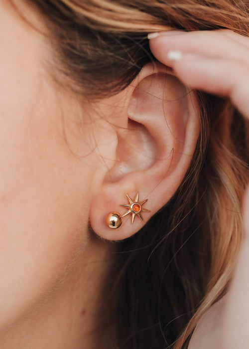 18K Gold Vermeil Ball Earrings || 6mm || Everyday + Simple Stud