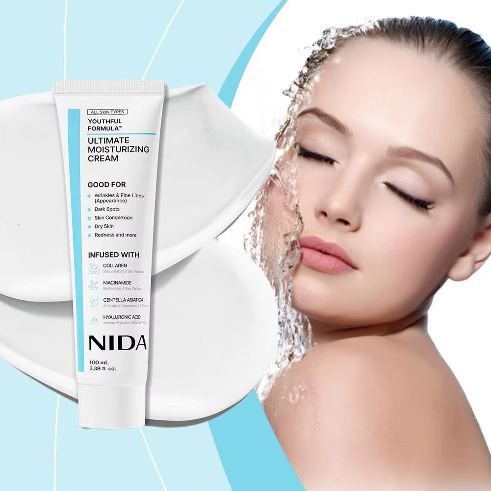 NIDA Moisturizing Cream Multi-Action Rejuvenating Face Cream Repairs Damage Ultimate Cream for All Skin Types Korean Skin Care