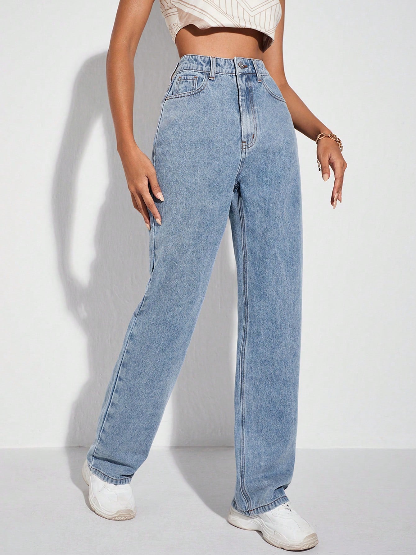 SHEIN Ezwear High Waist Wide Leg Jeans