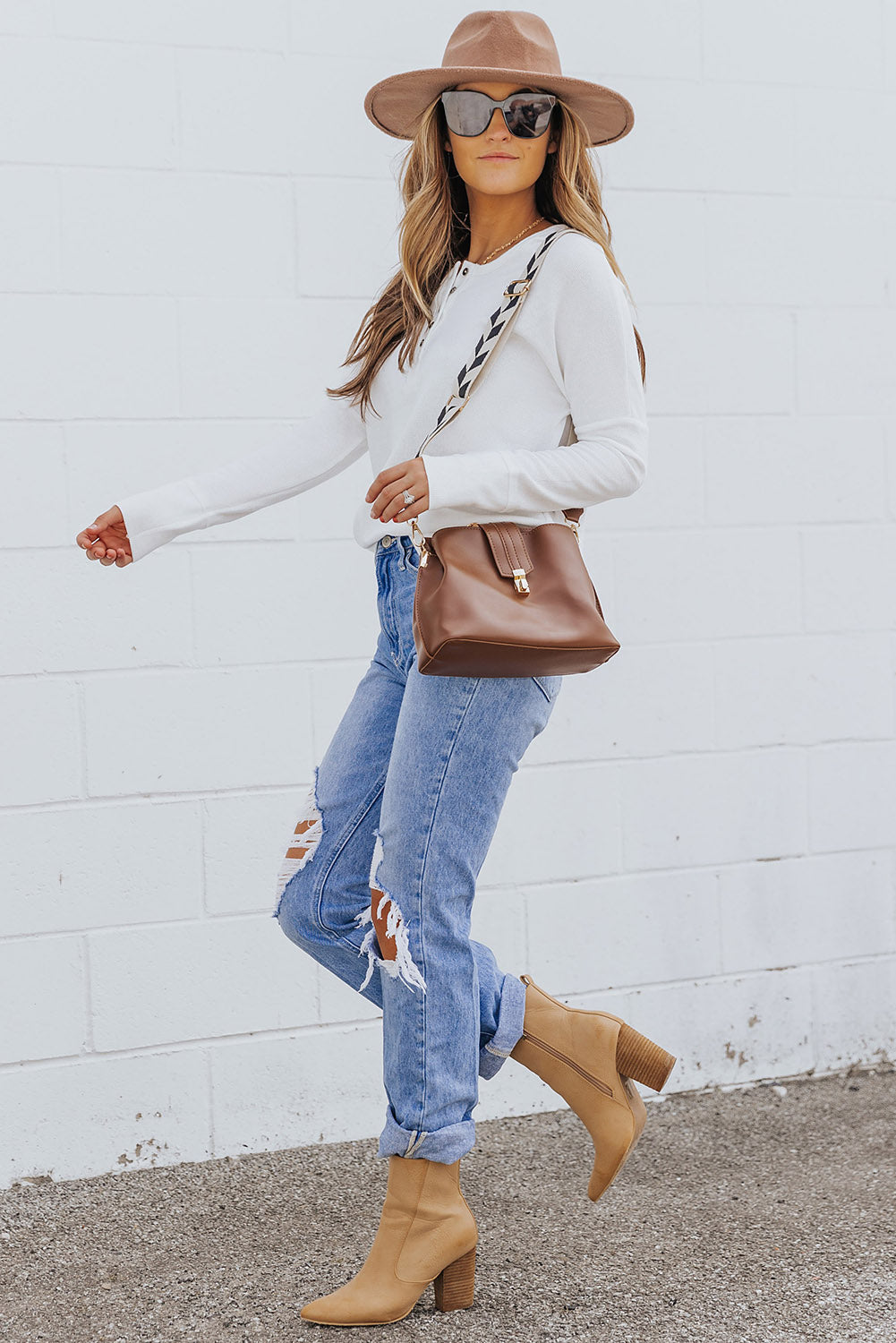 Harper Waffle Knit Henley Top