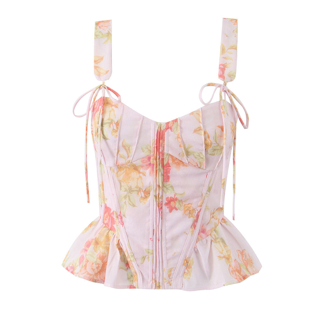 Begonia Print Keel Slim Fit Vest Top