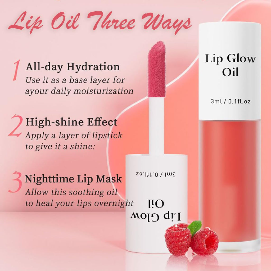 Korean Lip Oil - Fruity Flavor Lip Glow Oil, Moisturizing Hydrating & Nourishing Non-Stick Cup Transparent Plumping Lip Gloss for Dry Lips & Lip Care (07#Coconut)