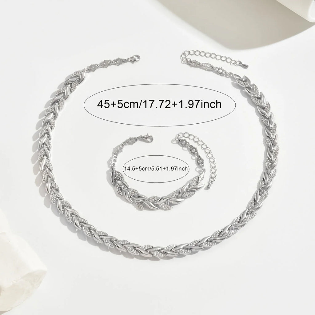 Vivette | Elegant Linked Leaf Necklace Set