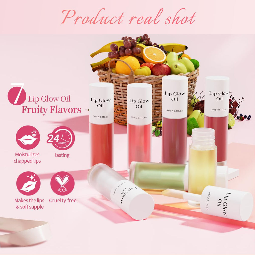 Korean Lip Oil - Fruity Flavor Lip Glow Oil, Moisturizing Hydrating & Nourishing Non-Stick Cup Transparent Plumping Lip Gloss for Dry Lips & Lip Care (07#Coconut)
