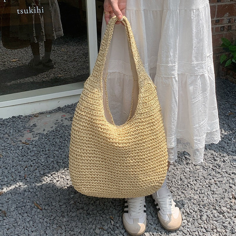 Large Capacity Seaside Vacation Beach Single Shoulder Woven Bag
